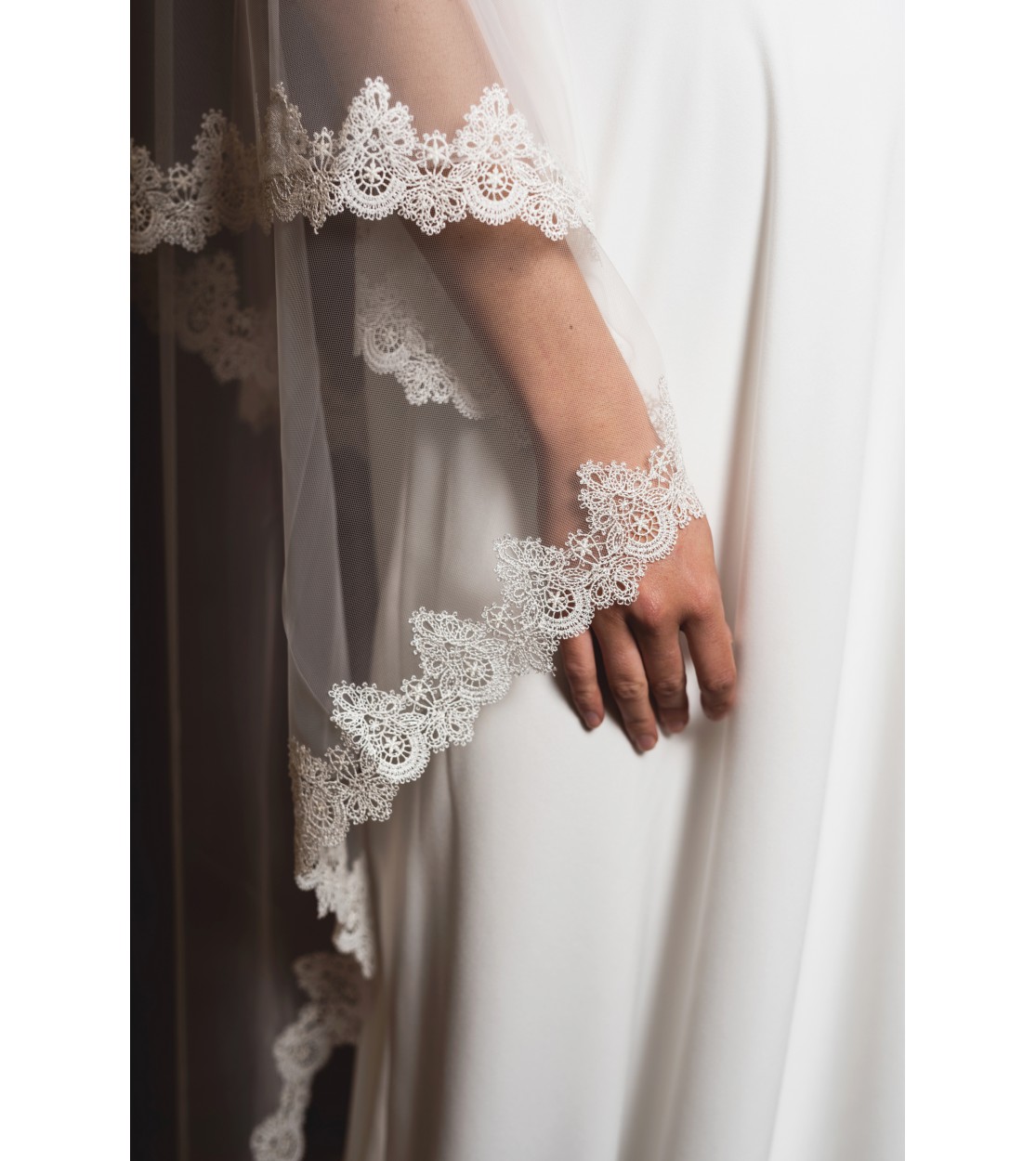 Mariée Robe de soirée dentelle brodé voile ruban or Costume Floral Bordure