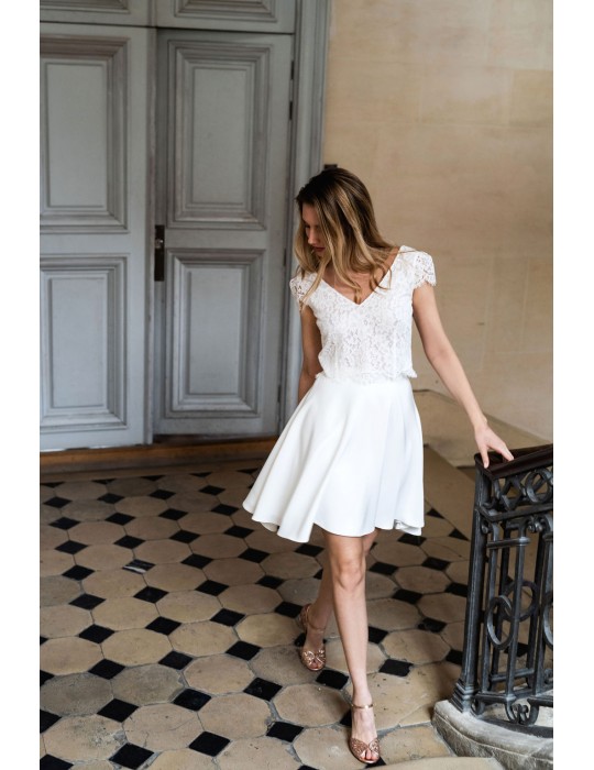 Jupe Patineuse Sinequanone En Crêpe Gaufré - Taille 44 (EU 42) - Couleur écru - Neuve Avec étiquettes