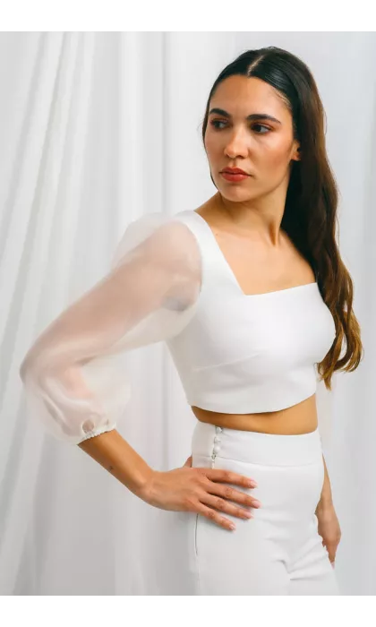 Haut de mariée à manches organza