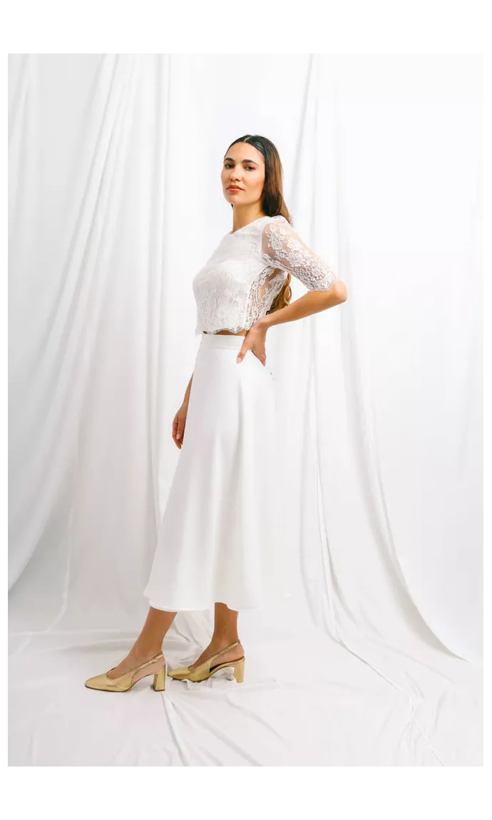 Calais lace bridal top