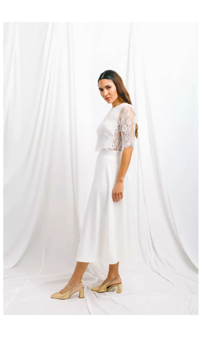 Calais lace bridal top