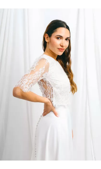 Calais lace bridal top