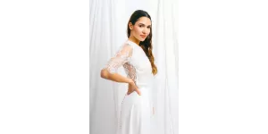 Haut de mariée en dentelle de Calais