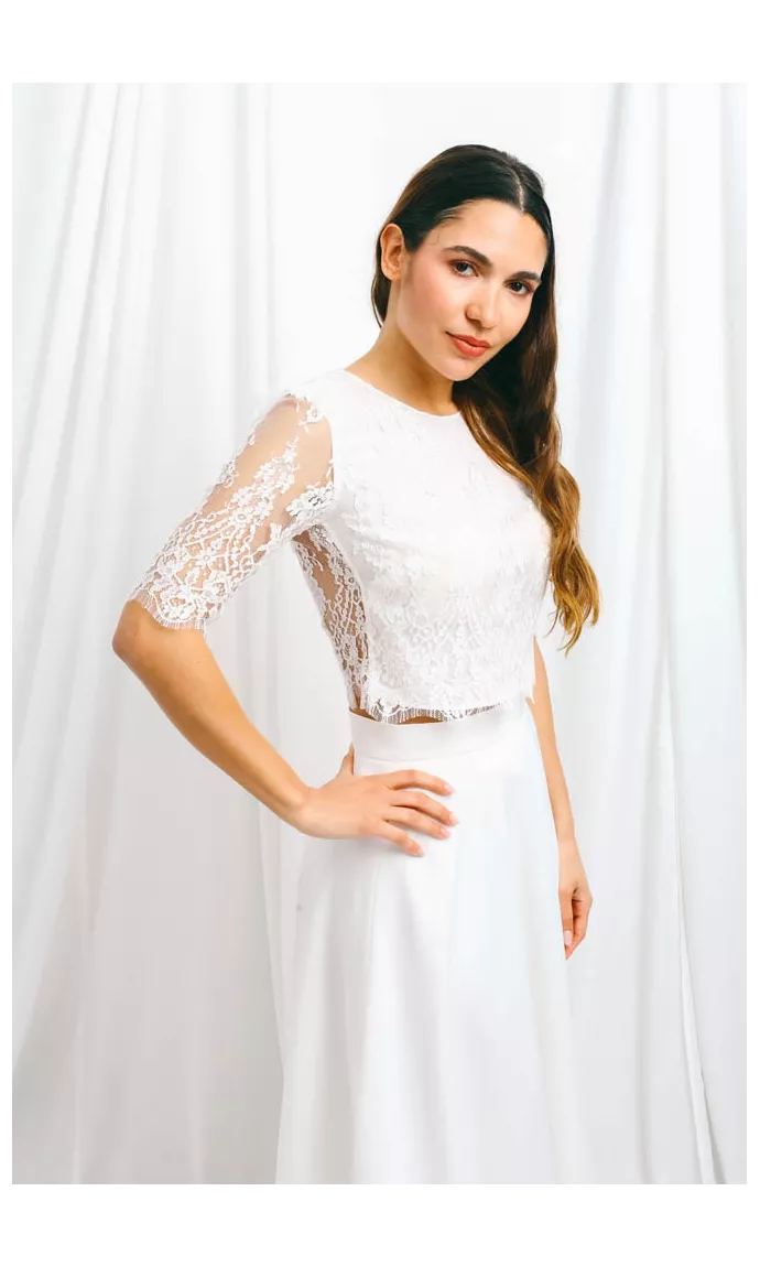 Calais lace bridal top