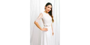 Calais lace bridal top