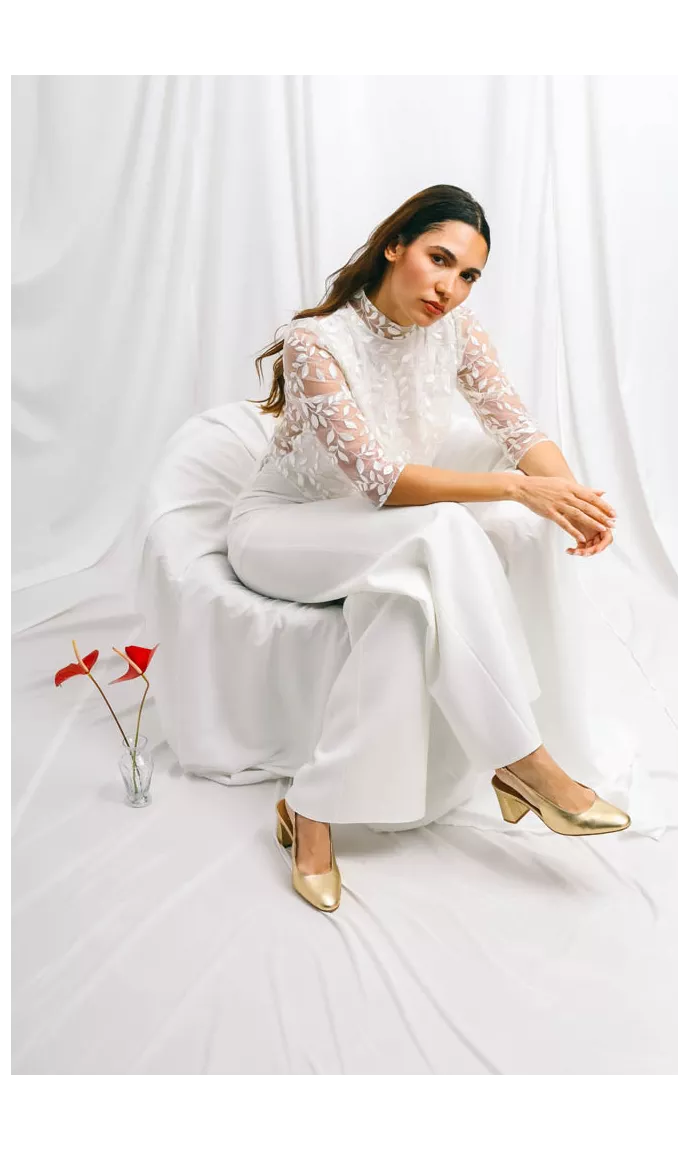 Haut de mariée en tulle brodé