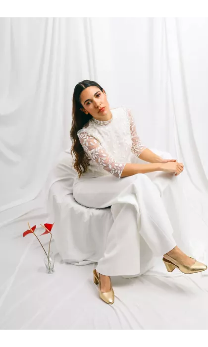 Haut de mariée en tulle brodé