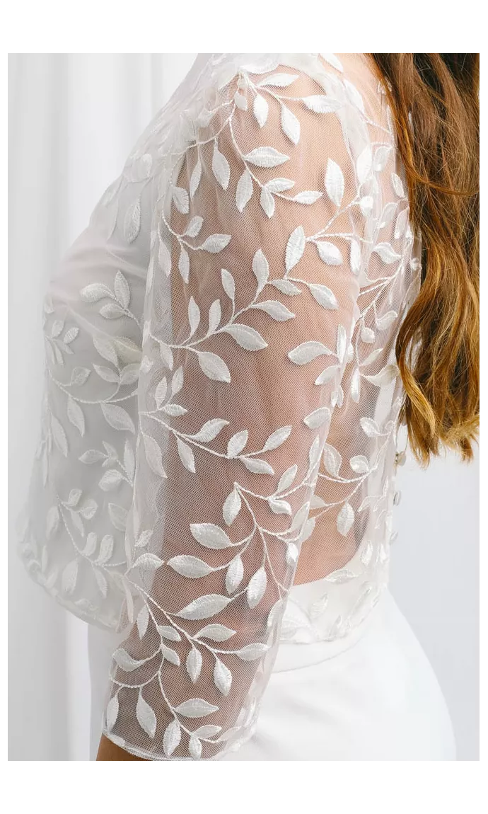 Embroidered tulle bridal top