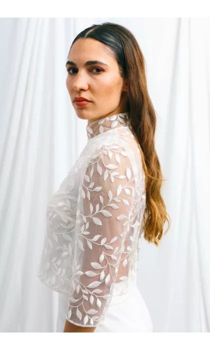 Embroidered tulle bridal top