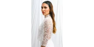 Embroidered tulle bridal top