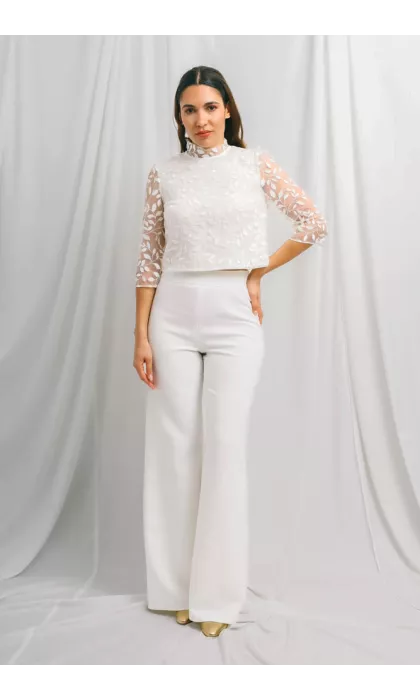 Haut de mariée en tulle brodé