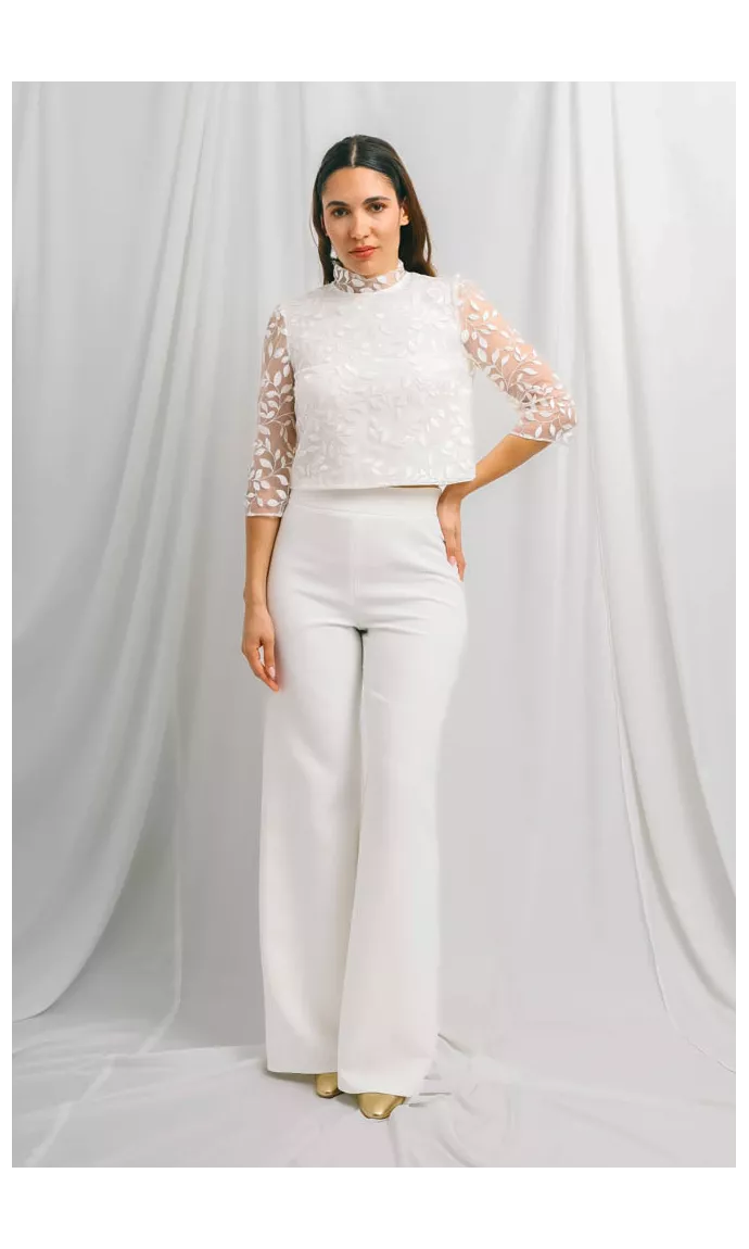 Embroidered tulle bridal top