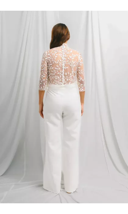 Embroidered tulle bridal top