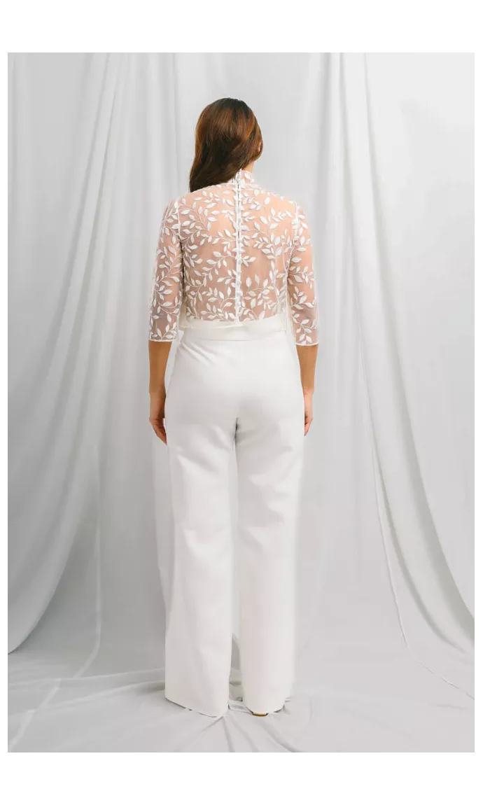 Embroidered tulle bridal top