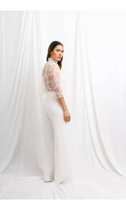 Haut de mariée en tulle brodé