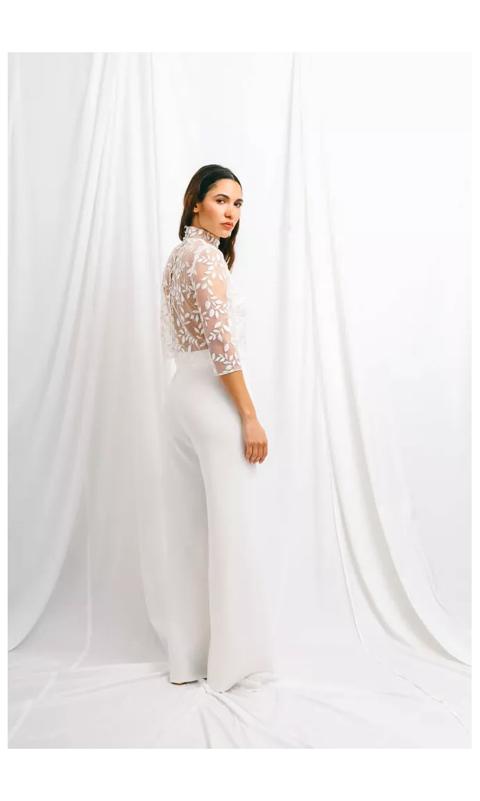 Embroidered tulle bridal top