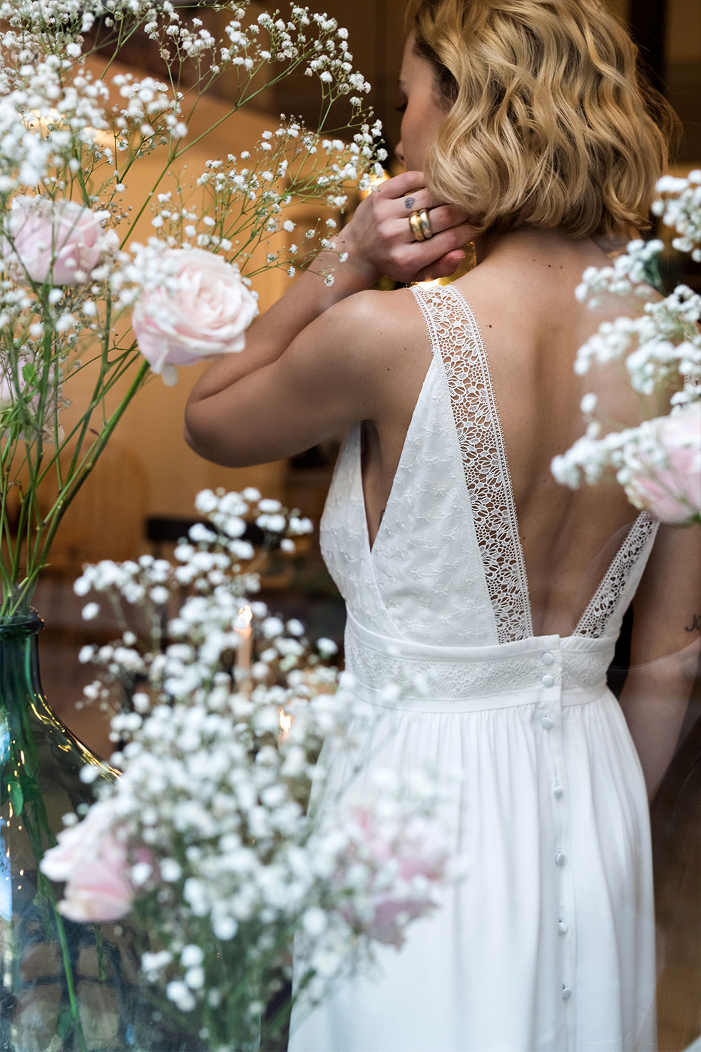 A long and white dress