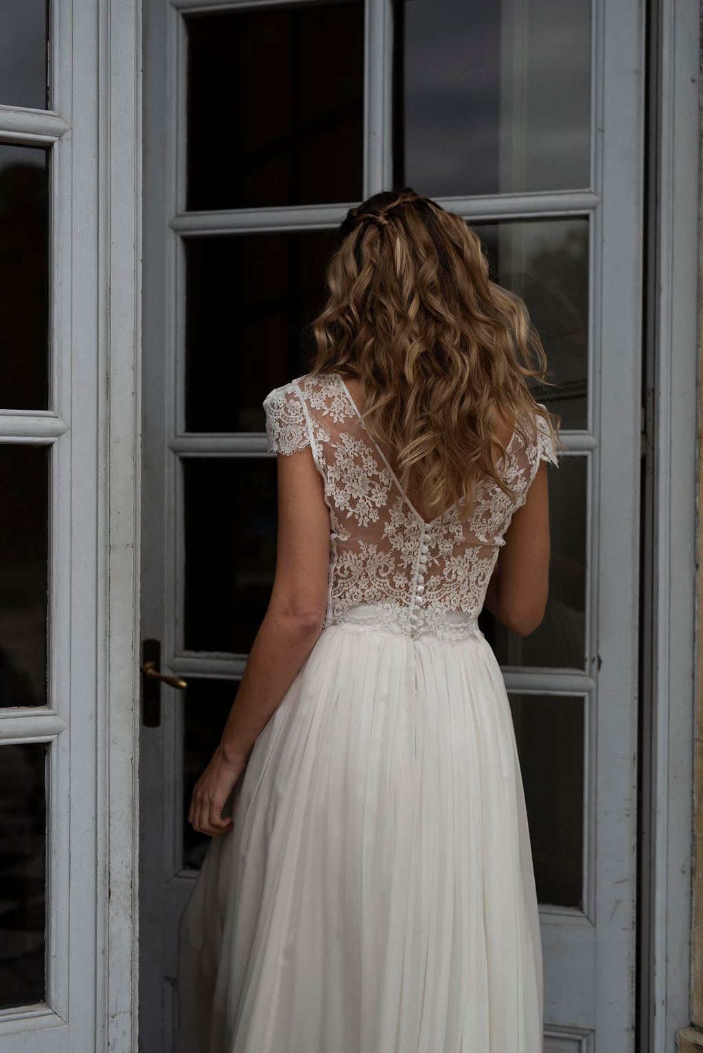 A princess skirt paired with her lace crop top